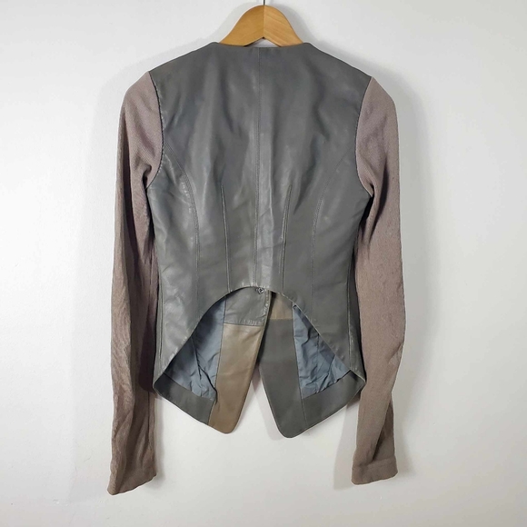 CUT25 by Yigal Azrouël Leather Blazer with Ribbed Knit Sleeves – Size 0 - Picture 10 of 12